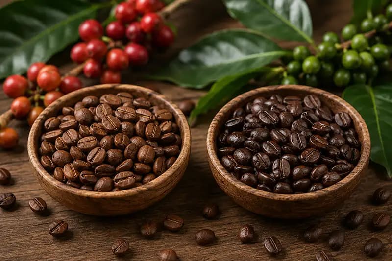 تفاوت قهوه روبوستا و عربیکا؛ مقایسه کامل طعم، کافئین، قیمت و کاربرد